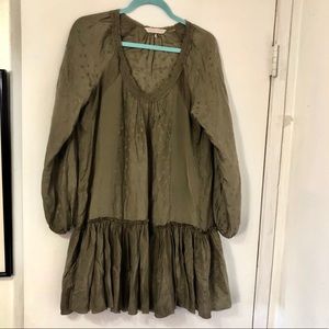 Rebecca Taylor Long Sleeve Green Silk Dress Size 6